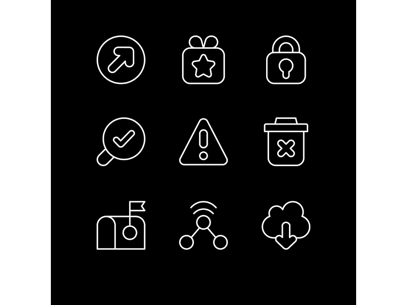 Interface elements white linear icons set for dark theme by ~ EpicPxls