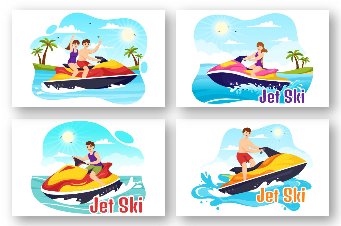 Ilustrasi 15 Orang Naik Jet Ski