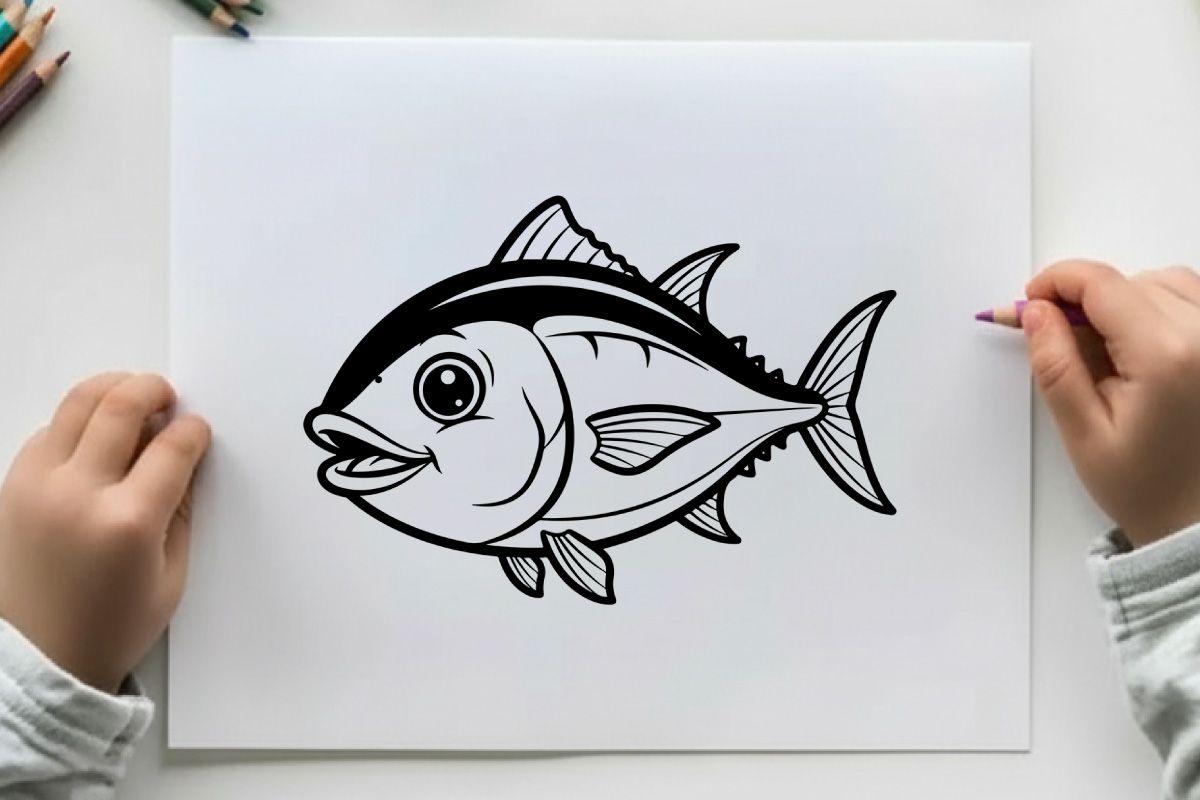 Cute smiling tuna fish vector illustration flat design