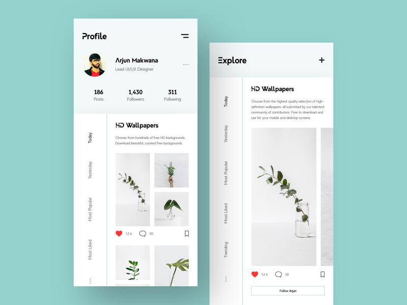 Discover Social Profile - Light Theme by ArjunMakwana ~ EpicPxls
