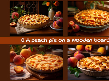 A peach pie on a wooden board