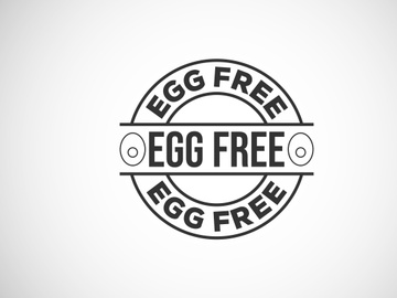 Egg free labels badge logo sign for food package seal. 100 percent egg free flat vector illustration