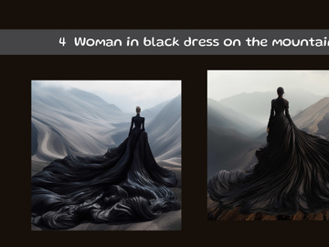 Woman in black dress on the mountain