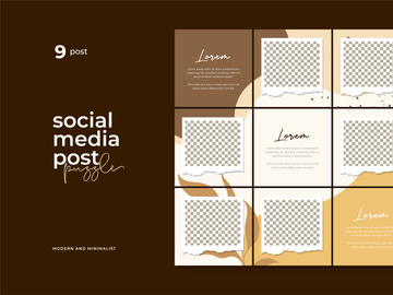 Social Media Post Template Instagram Puzzle Vector