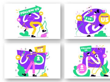 6 Follow Us Vector Illustration