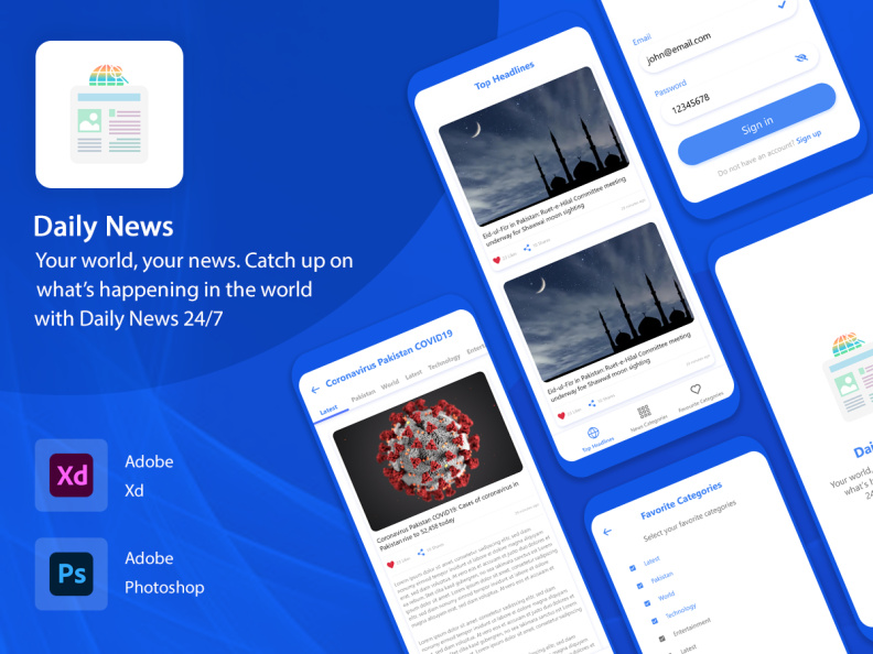 News App UI/UX Design by Attiqanaz603 ~ EpicPxls