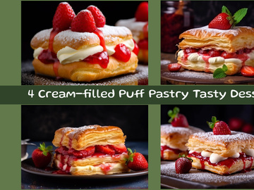 Cream-filled Puff Pastry Tasty Dessert