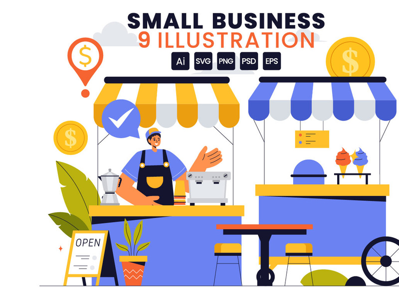 9 Small Business Vector Illustration by denayuneep ~ EpicPxls