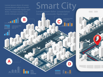 3d map isometric city of the mobile navigator