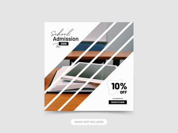 Black and white concept school social media post banner template