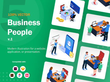 Set of Isometric Business People V1