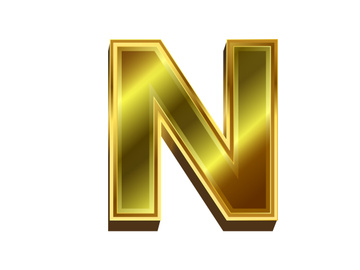 3d golden letter. Luxury gold English alphabet on white background