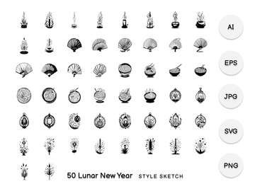 Lunar New Year Element Draw Black