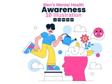 10 Men's Mental Health Awareness Illustration