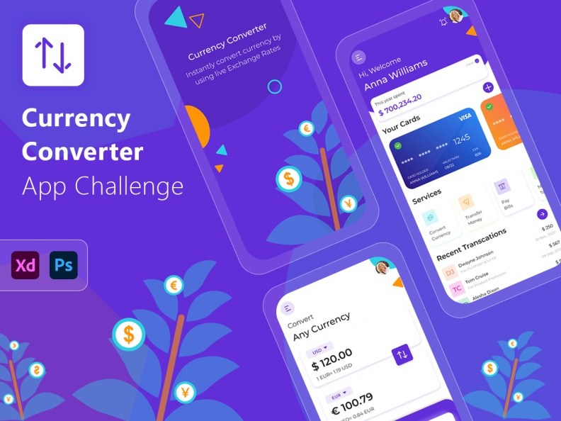 Currency Converter App UI/UX Design by Attiqanaz603 EpicPxls