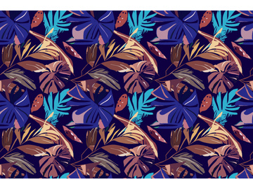 Abstract Trendy Exotic Jungle Plants Pattern