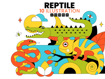 10 Reptile Animals Illustration