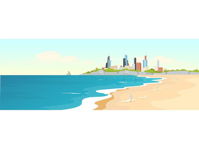 Download Sandy urban beach flat color vector illustration by ~ EpicPxls