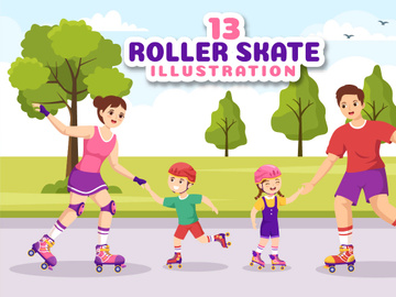 13 Riding Roller Skates Illustration