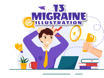 13 Migraine Vector Illustration