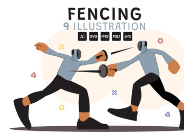 9 Fencing Player Sport Illustration