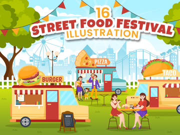 16 Street Food Festival Event Illustration