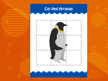 10 Pages Cut and arrange with a bird worksheet for kids. Educational game for children