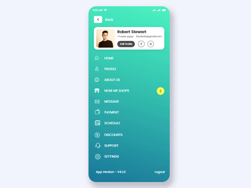 Nearby Shops and Services mobile app UI Kit