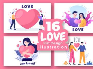 16 Love Signs Vector Illustration