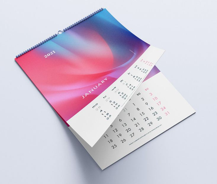 免费墙面日历模拟图(Free Wall Calendar Mockup)插图1