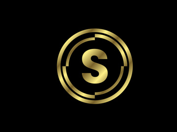 Golden English alphabet with golden circle frames. English alphabet, vector illustration