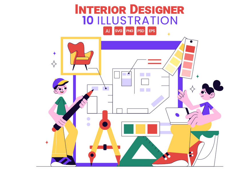 10 Interior Designer Illustration by denayuneep ~ EpicPxls