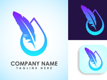 Feather logo design vector template. Feather logo for a writer or publishers.