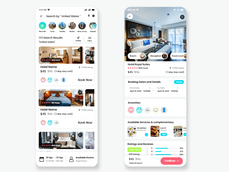 Hotel Booking Mobile App UI Kit