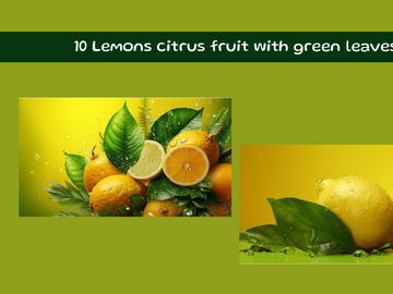 Lemons citrus fruit with green leaves