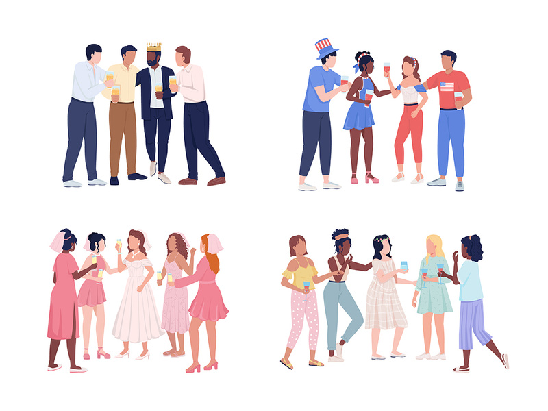 Friends having fun at party semi flat color vector ~ EpicPxls