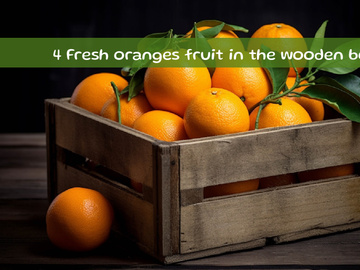 Fresh oranges fruit in the wooden box