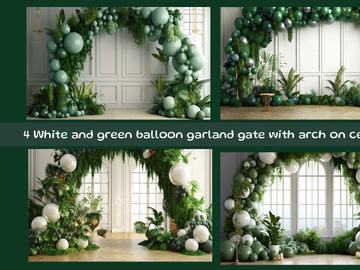 White Balloon garland gate with arch on ceremony