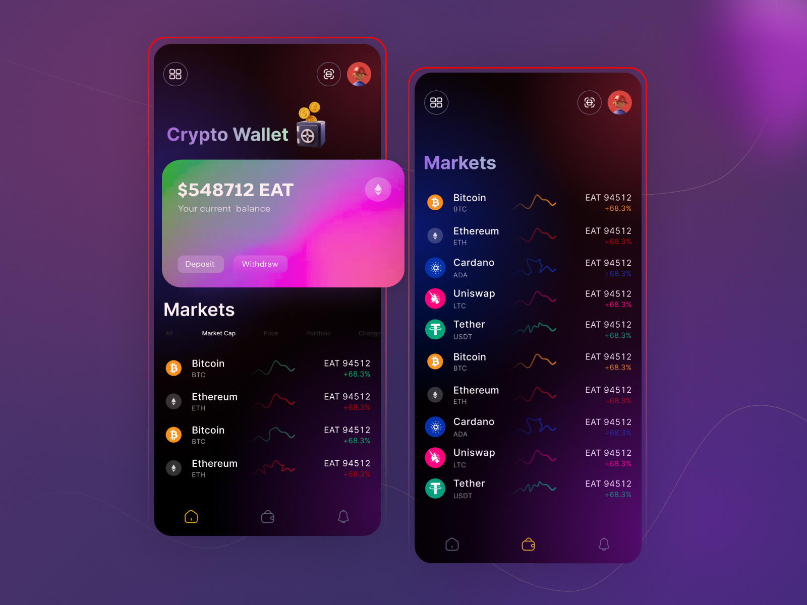 加密应用｜黑暗UI｜UI/UX设计(Crypto App | Dark UI | UI/UX Design)插图1