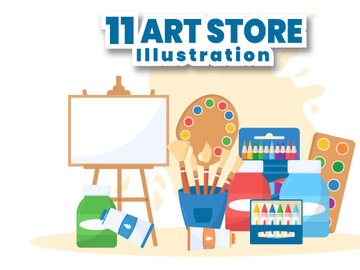 11 Art Store of Painting Supplies Illustration