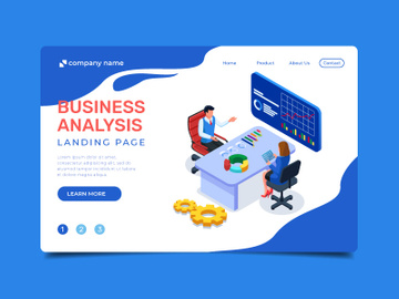 Isometric business people do meeting. Vector Illustration