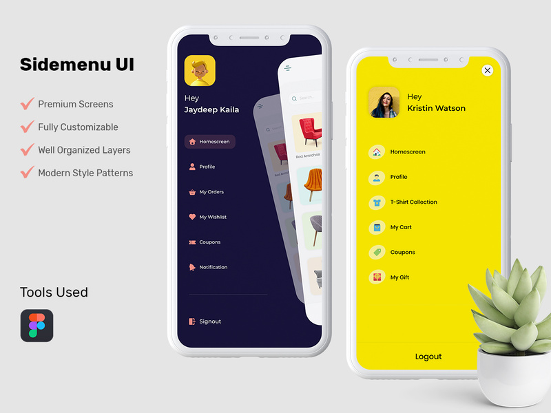 Sidebar of app UI concept by Jaydeep Kaila ~ EpicPxls