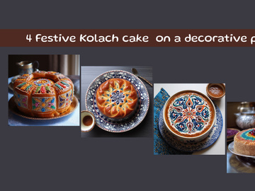 Festive Kolach cake  on a decorative plate