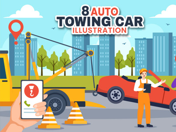 8 Auto Towing Car Illustration