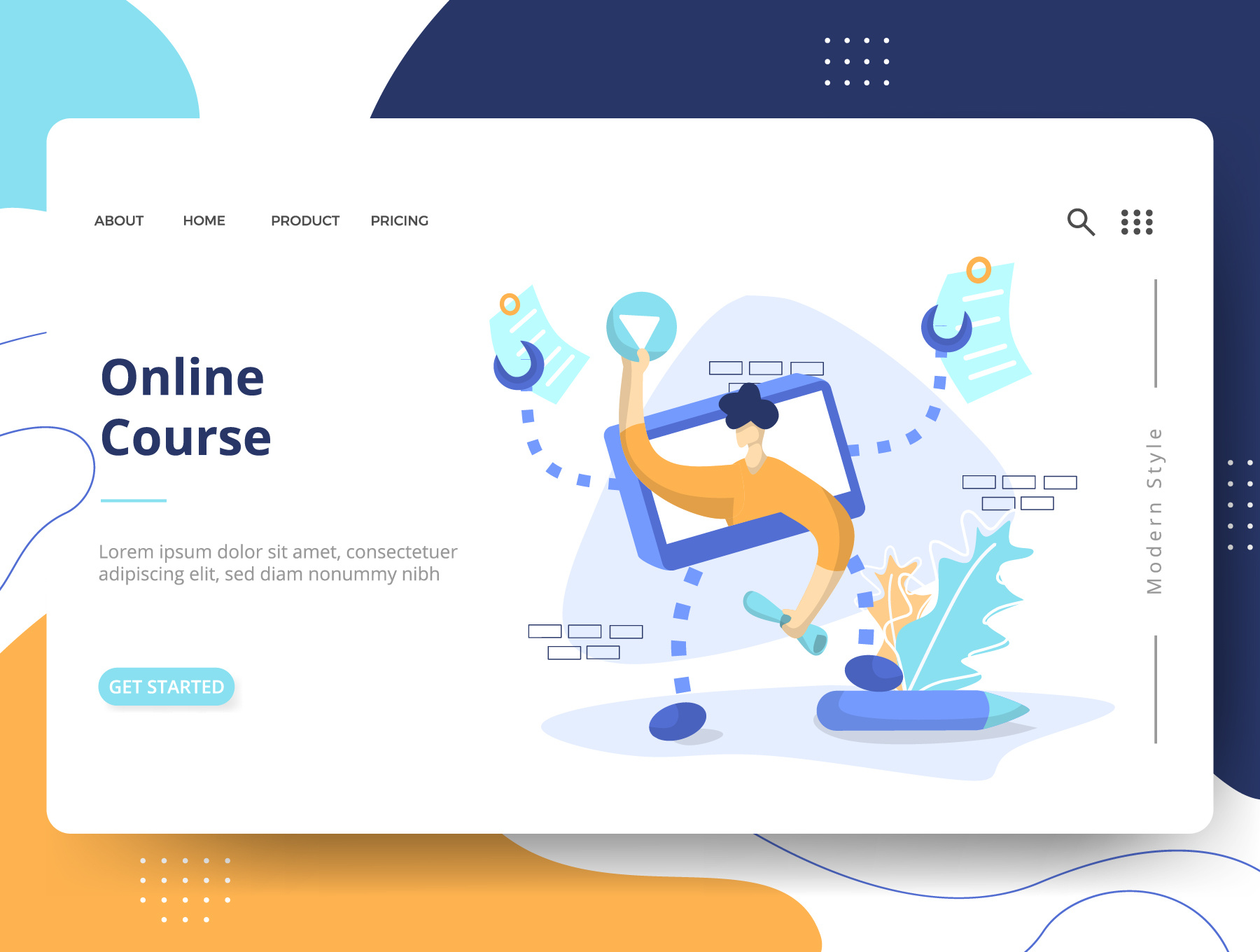 Ilustrasi Set Pendidikan E-Learning