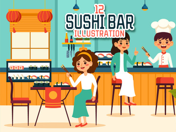 12 Sushi Bar Illustration