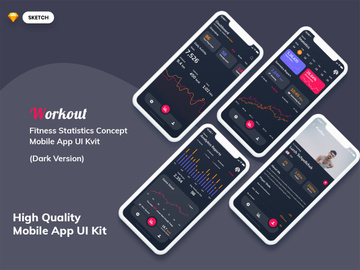 Fitness Statistics Mobile App Dark Version (SKETCH)