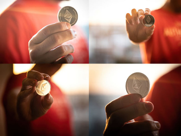 Set of 4 ethereum stock photos, for crypto