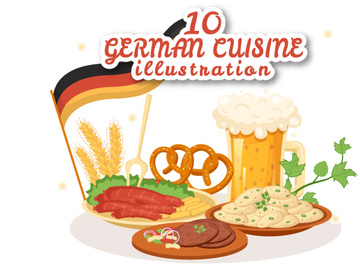 10 German Food and Drinks Illustration