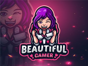 Girl esport mascot logo design vector